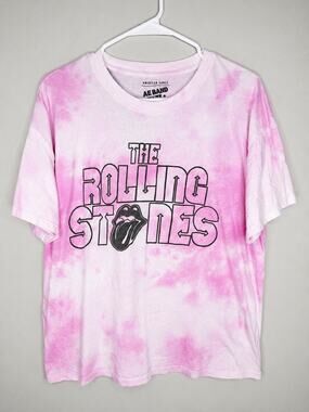 American Eagle Rolling Stones Pink Tie-Dye Oversized Graphic Tee XS/S